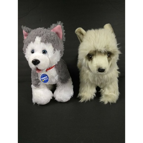 BAB Promise Pets 12" Husky Dog + 12" GUND 1990 Eddie Bauer Johnny Sled Dog Plush - Picture 3 of 12